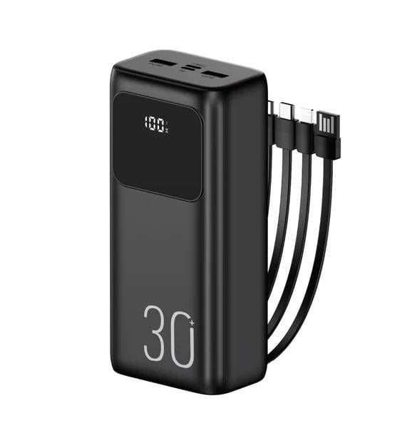 Повербанк Wuw TUGII Y31 Li-pol 30000 mAh 10,5W со встроенными кабелями Black (33726788)