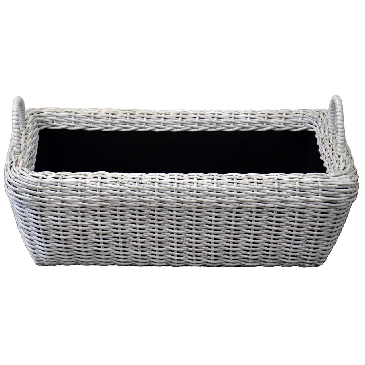 Дровниця-кошик прямокутний плетений з штучного ротанга/ручної роботи 45 л Біла береза (12511382)