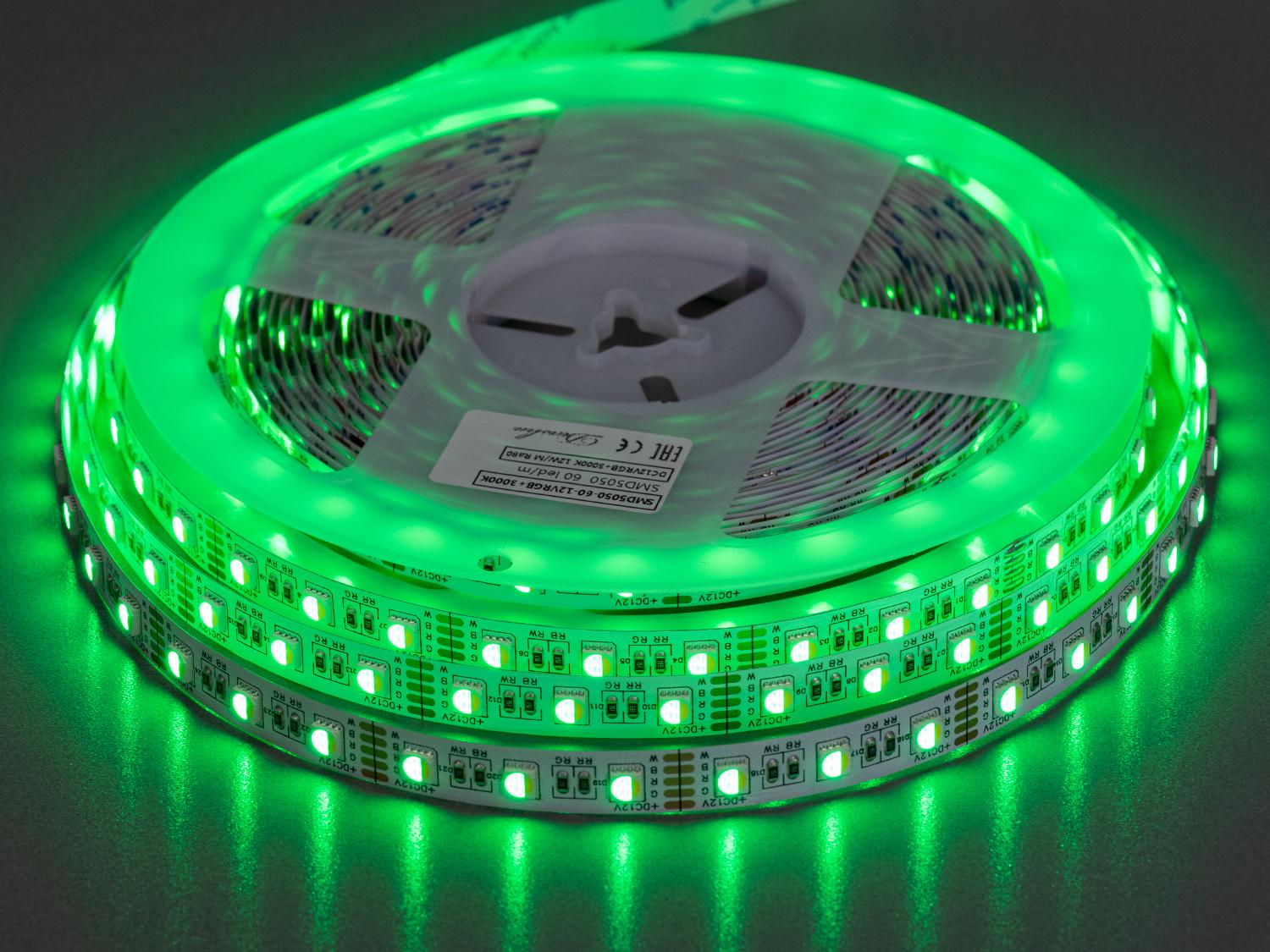 Світлодіодна стрічка 12 В 60 діодів на метр 10 мм RGB+Теплий (P12-5050-60-RGB+WW-20-10) - фото 4 Світлодіодна стрічка 12 В 60 діодів на метр 10 мм RGB+Теплий (P12-5050-60-RGB+WW-20-10) - фото 4