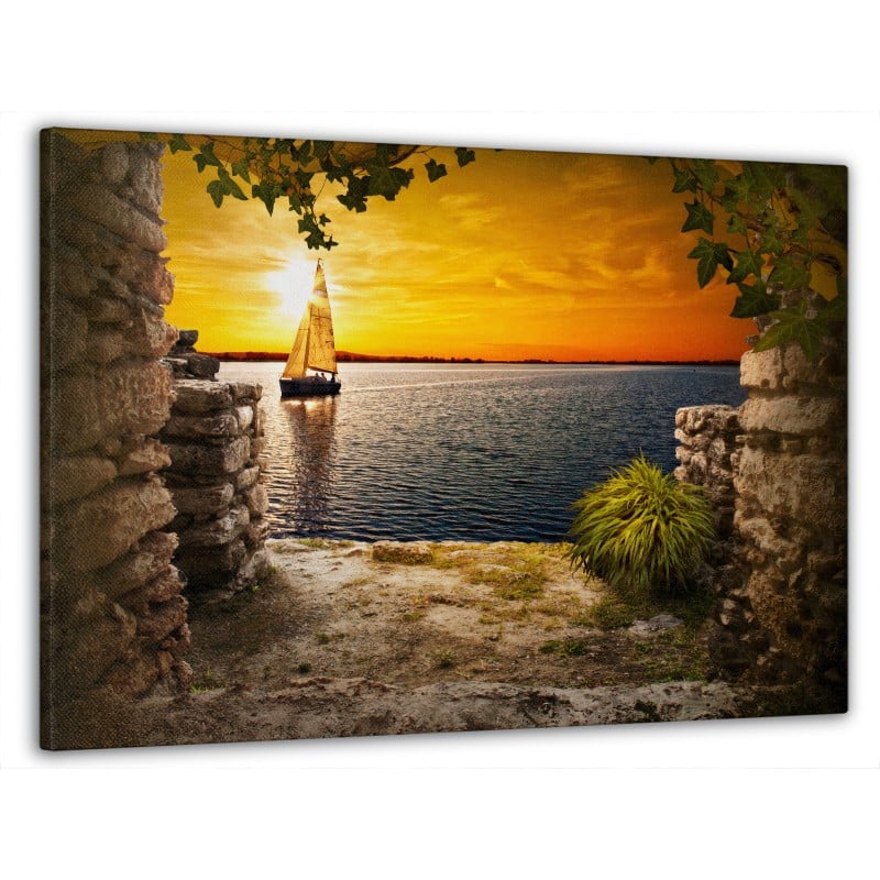 Картина на стену в гостиную/спальню Корабль в море 60x100 см (MK10146_M)