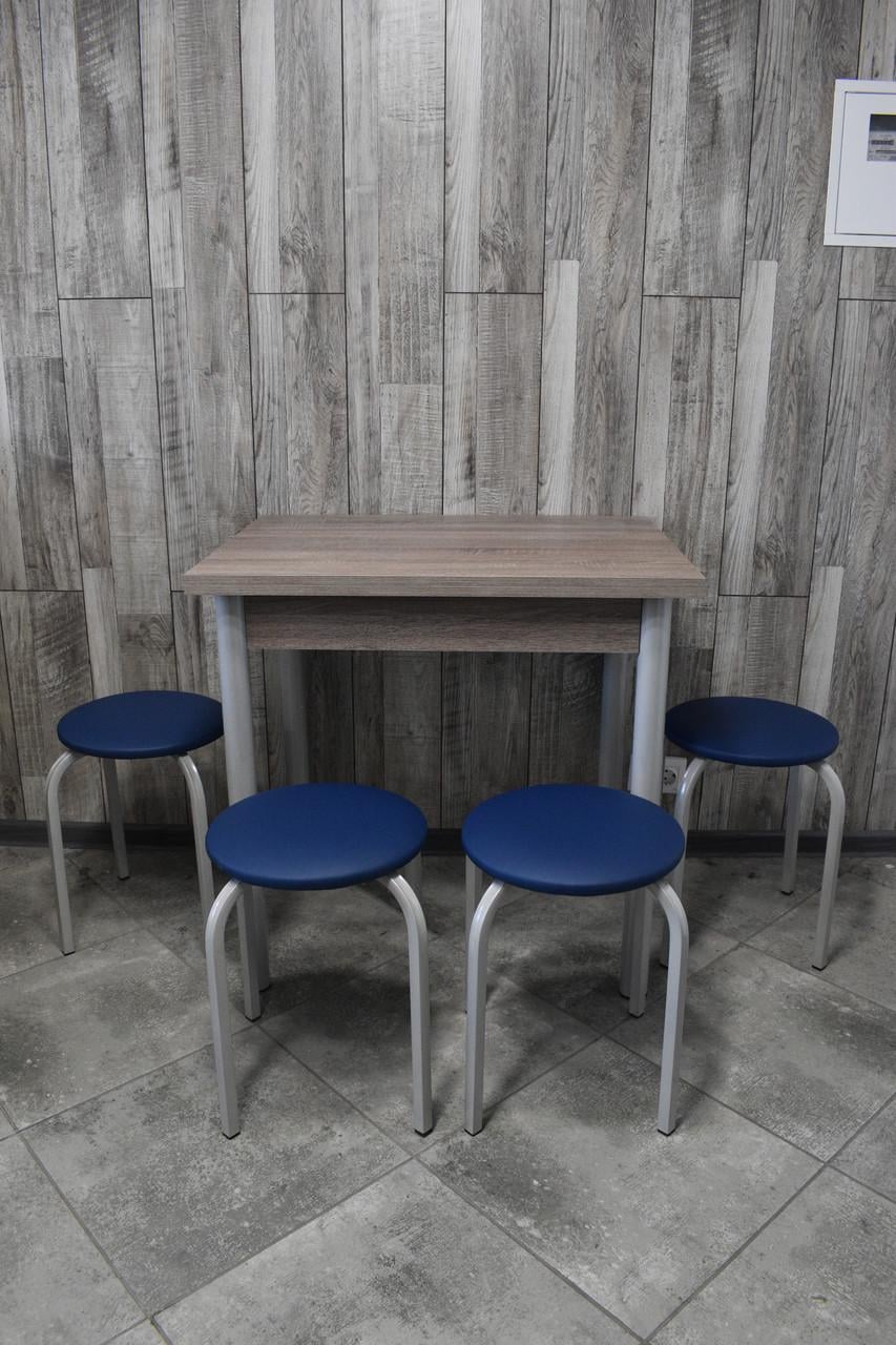 Кухонний комплект Оскар стіл розкладний/табурети 4 шт. Стандарт 60х80/80х120х75 см Трюфель/Синій (28374913)