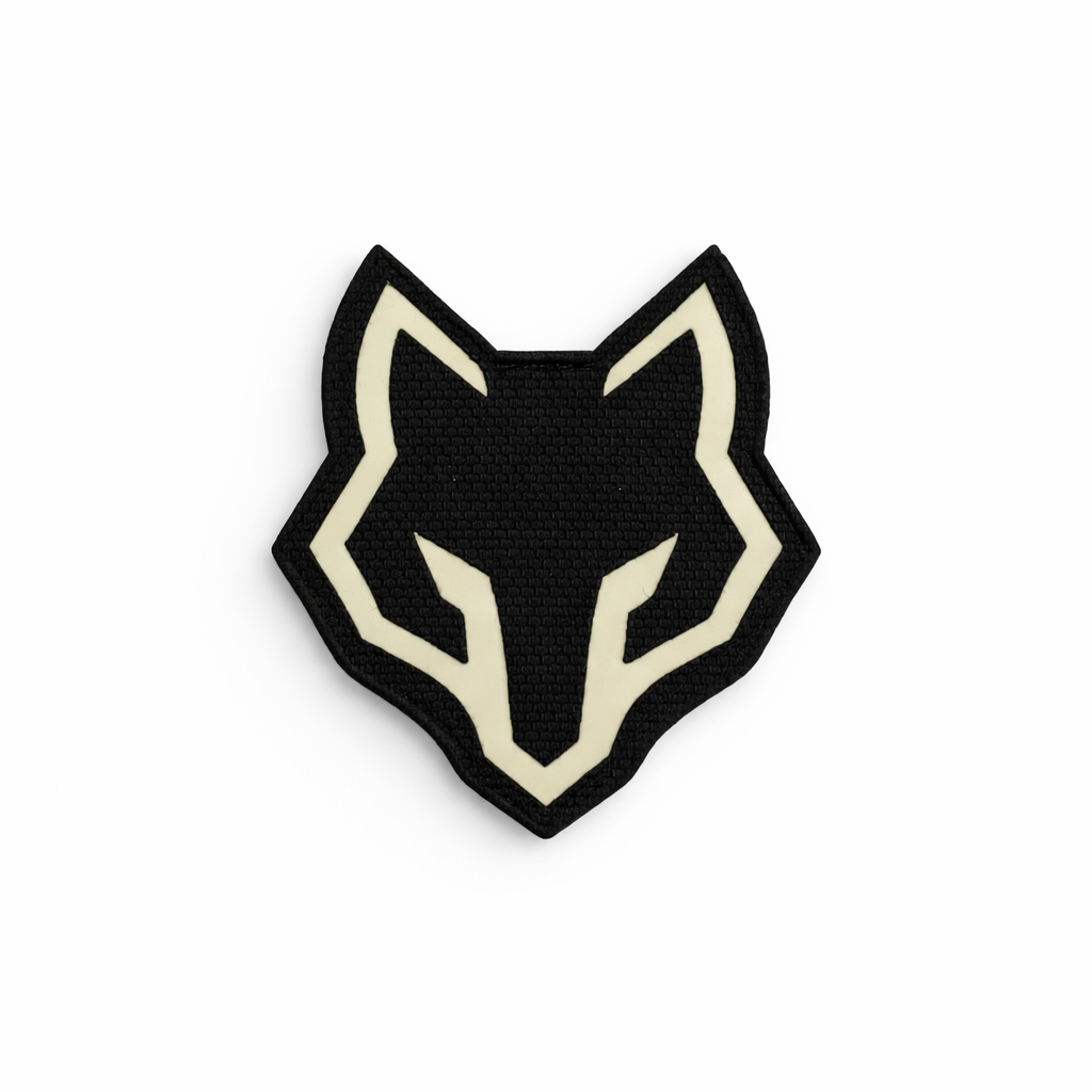 Шеврон на липучке Laser Cut Волк Wolf 5х7 см Черный/Люминисцентный