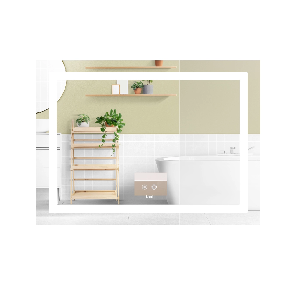 Зеркало прямоугольное Lidz Kubis KU1 с LED-подсветкой Touch/с антизапотеванием/с димером/регулировкой яркости 900х700 мм (LD78LF9049070)
