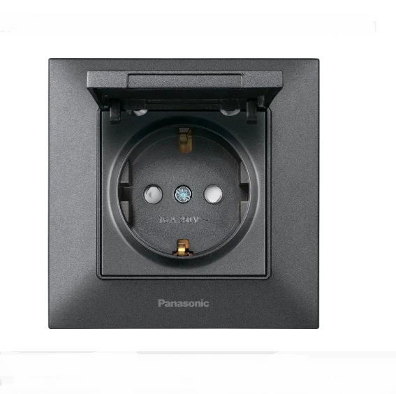 Розетка Panasonic Arkedia Slim з кришкою та заземленням Сірий (25598670) Розетка Panasonic Arkedia Slim з кришкою та заземленням Сірий (25598670)