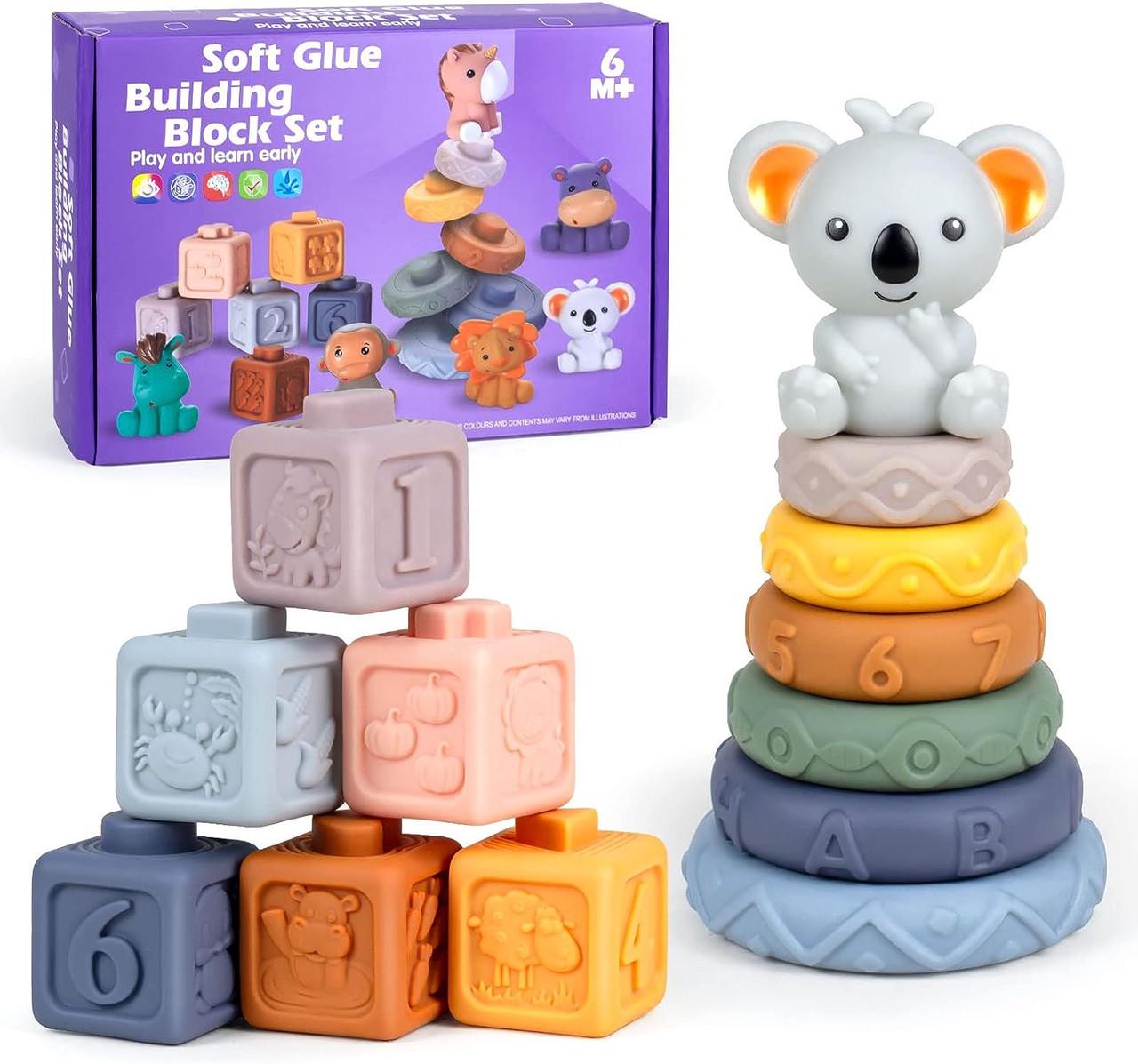 Развивающие мягкие кубики и пирамидка для детей силиконовые (2859622256)