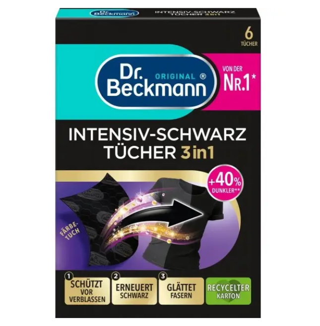 Салфетки для стирки Dr. Beckmann для обновления чёрного цвета ткани 6 шт. (X-697)
