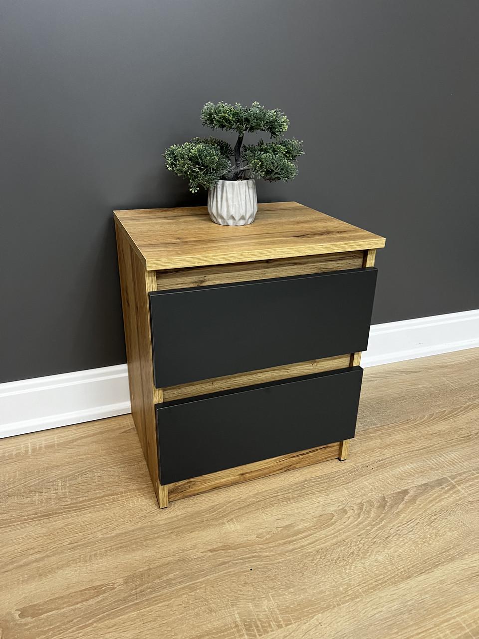 Тумба приліжкова Кватро 2 шухляди 400х480х340 мм Дуб Аппалачі/Антрацитовий - фото 5