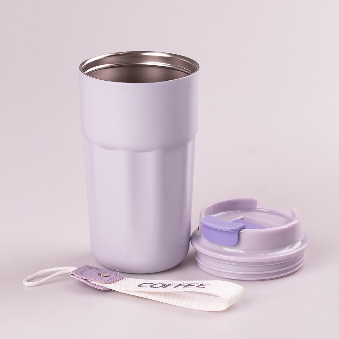 Термокружка с поилкой с ремешком 0,45 л Фиолетовый (2833)