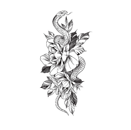 Тату тимчасове водостійке 3D велике Змія HD-07 18,5х8,5 см (4506328)