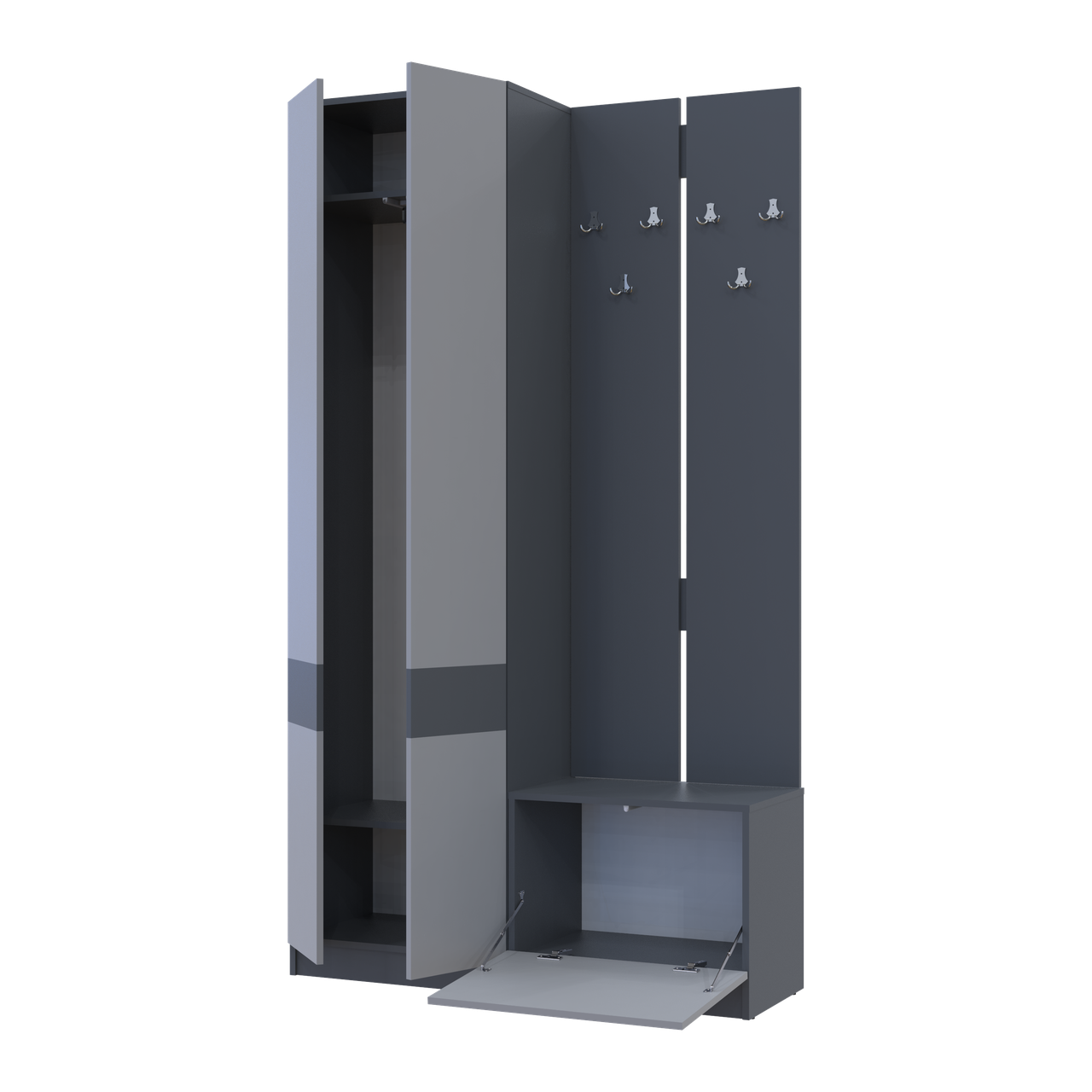 Прихожая Doros Сола 120х40х215 см Графитовая/Белая (26355652)