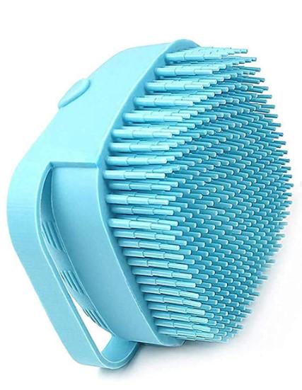 Мочалка массажная силиконовая c резервуаром и дозатором для душа Голубой (7328899)