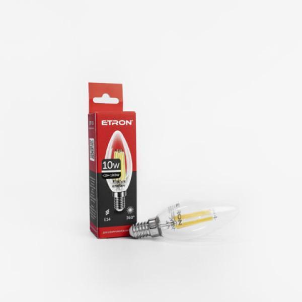 Світлодіодна філаментна лампа ETRON Filament C37 10W E14 4200K прозора 1-EFP-118 (2221395379)