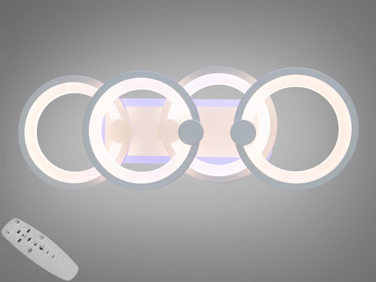 Люстра потолочная EcoLed с диммером и LED подсветкой 65W H8022/2+2WH 3col dim Белый