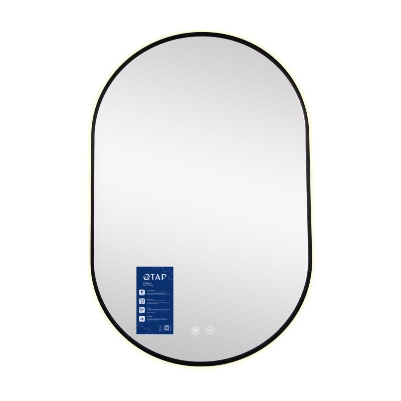 Дзеркало настінне Qtap Scorpio SC1 овальне з LED-підсвіткою Touch/антизапотіванням/димером 600x900 мм Black (QTSC600900)