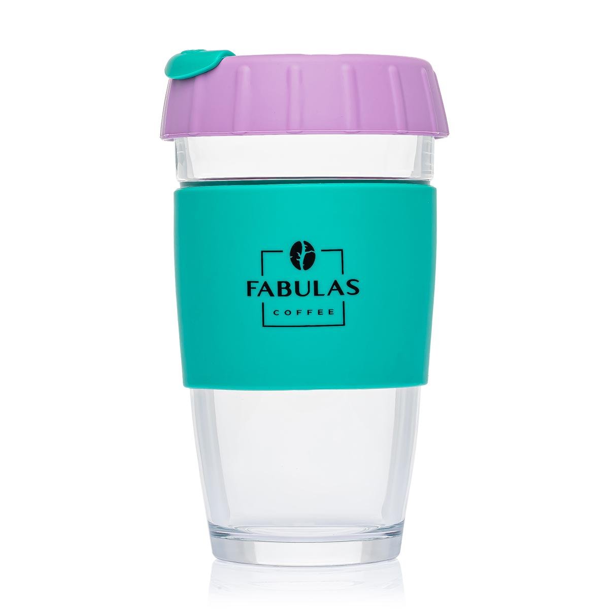 Чашка Fabulas с крышкой Glass/Silicone 450 мл Розовый/Зеленый (3196)