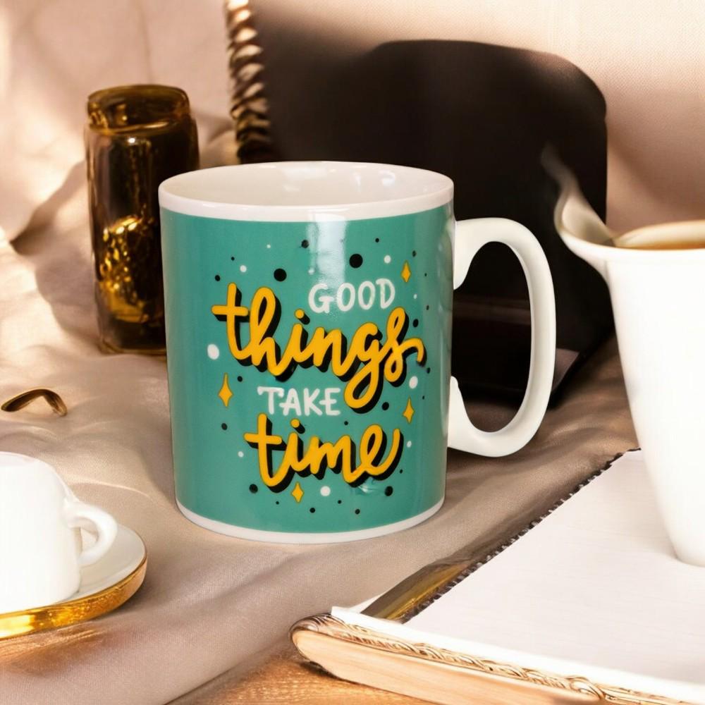 Кружка керамическая "Good things take time" 1 л Зеленый - фото 5 Кружка керамическая "Good things take time" 1 л Зеленый - фото 5