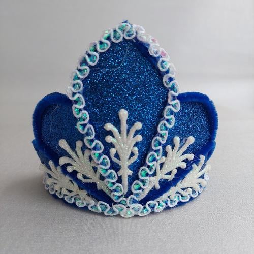 Обруч на голову новогодний/карнавальный Корона Снежная ночь ручной работы Синий (210110)