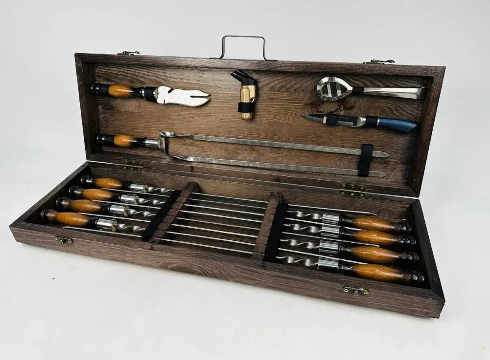 Набор шампуров и аксессуаров Патриот 12 предметов Коричневый (150-10-KS-7607)