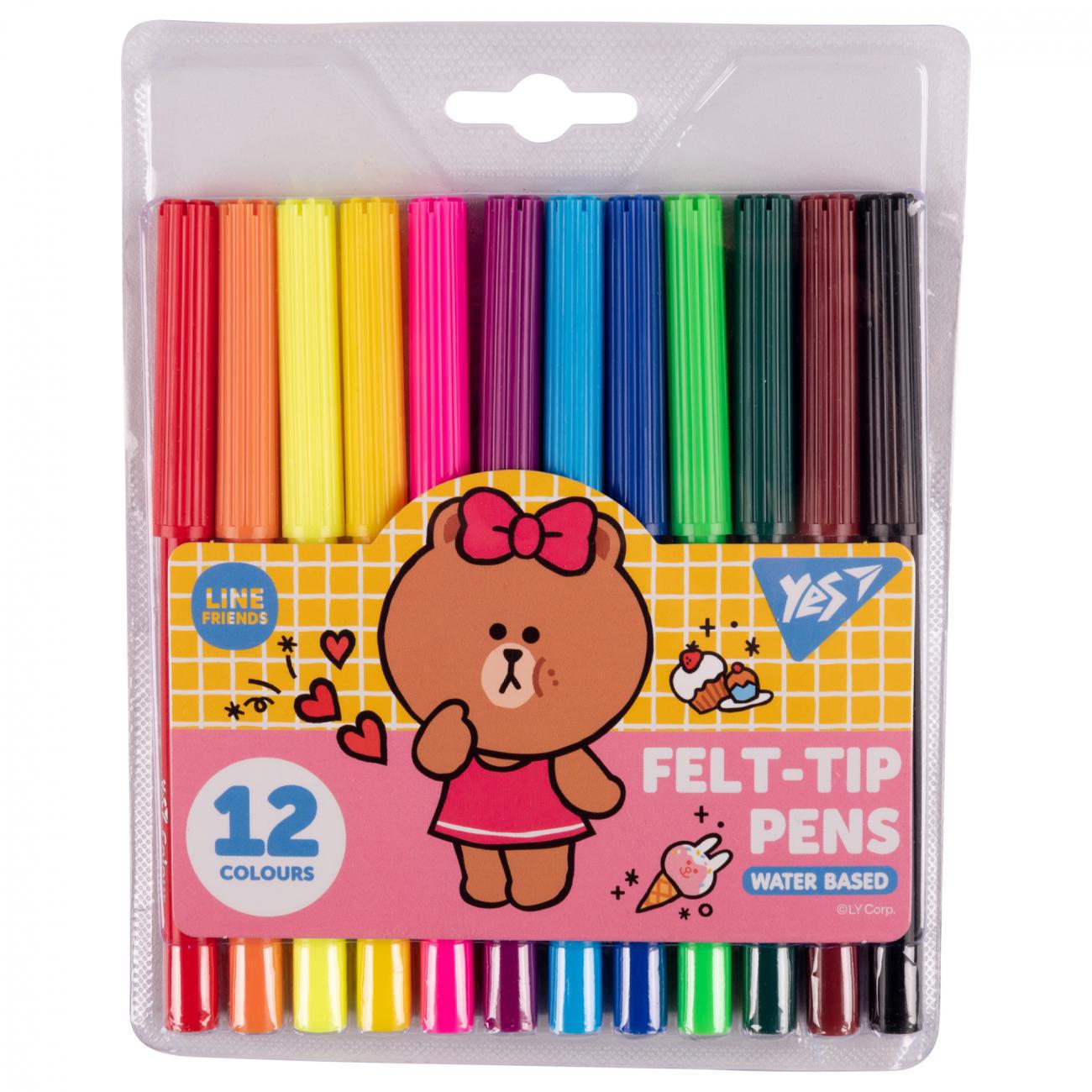 Фломастери Yes Line Friends 12 кольорів (MTT-190052)