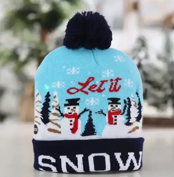 Шапка Новогодняя с гирляндой One Size Синий (29548893)