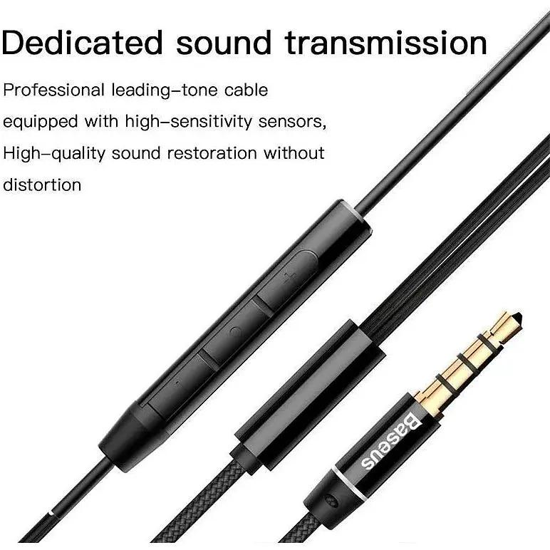 Навушники дротові BASEUS Encok H06 lateral In-Ear з mini-jack 3,5 мм Чорний (NGH06-C01) - фото 4