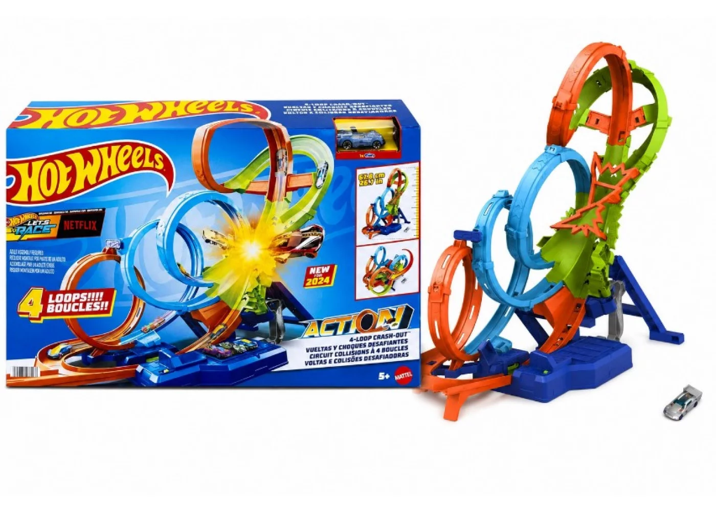 Трек Хот Уилс Безумные Виражи и Петли Hot Wheels Track 4-Loop Crash-Out Track Set