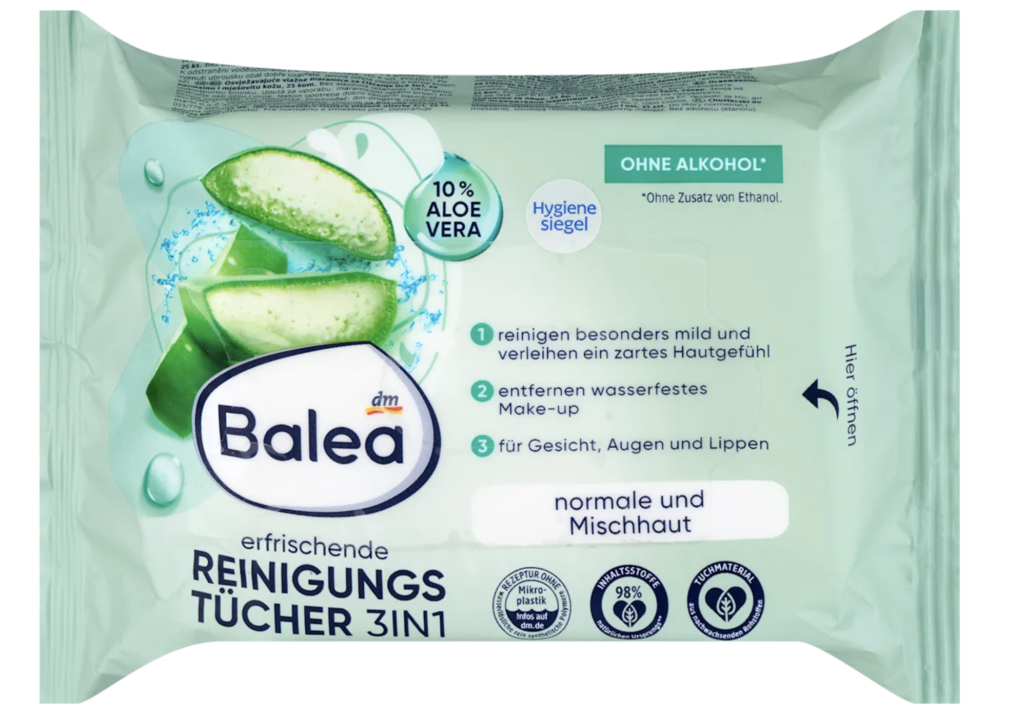 Серветки для зняття макіяжу Balea 3в1 освіжаючі 25 шт. (4067796081923)