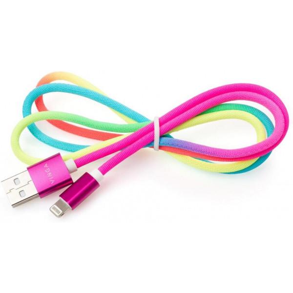 Кабель Vinga USB 2.0 AM to Lightning 1 m Rainbow (VCPDCLCOLNB1RS)