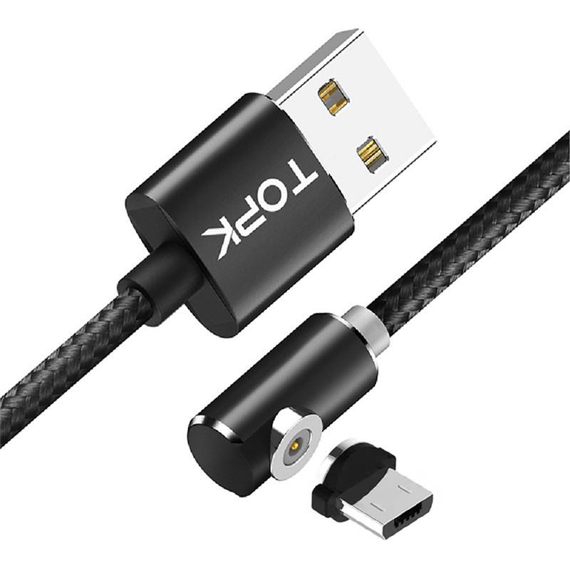 Магнитный кабель для зарядки Topk MicroUSB Black - фото 1