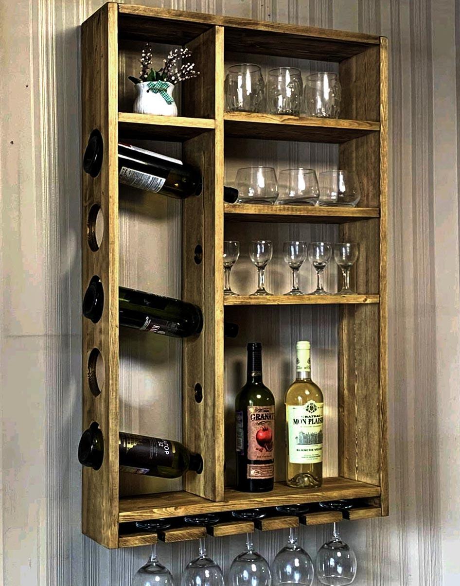 Полка для вина настенная из дерева Ноторо Палисандр (ПНК-010202)