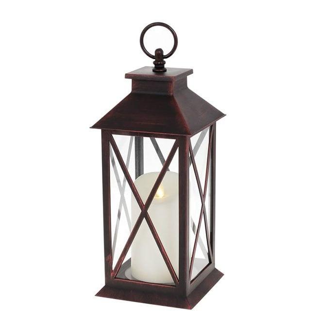 Подсвечник-фонарь со свечей LED Flora Медный (12343)
