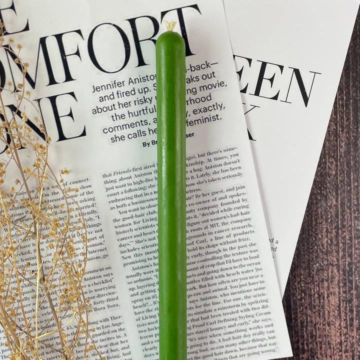 Свеча восковая 25 см Зеленый (308_14-125)