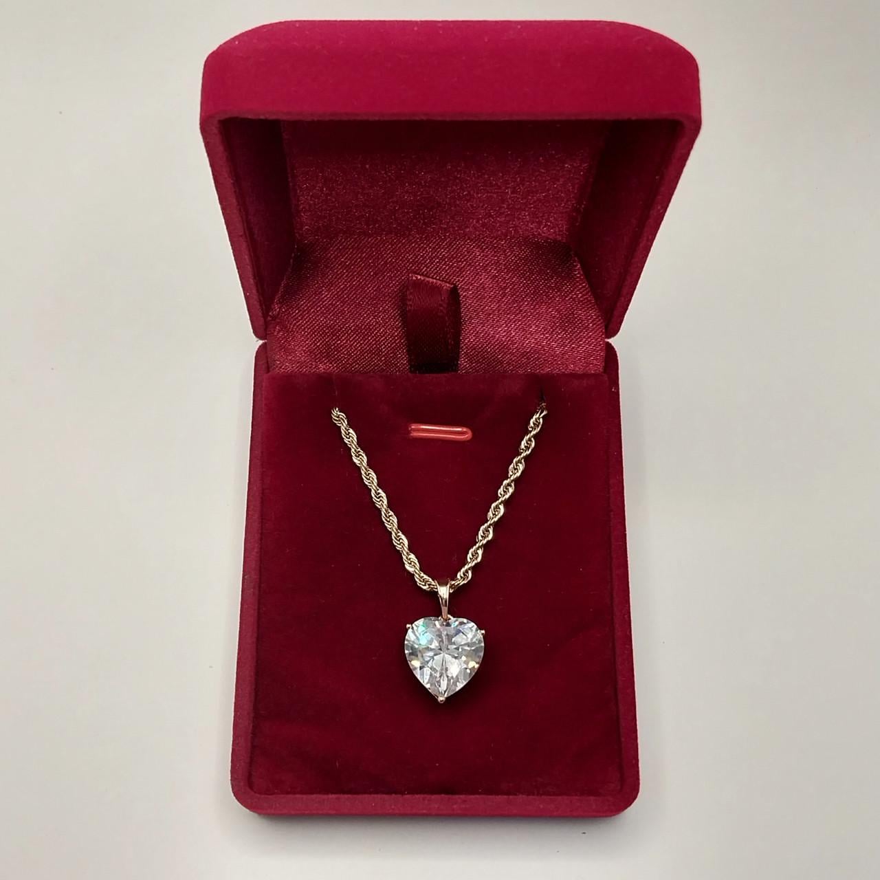 Кулон на цепочке Xuping Jewelry в форме сердца с цирконом ювелирный сплав в бархатной коробочке Золотистый (16092)