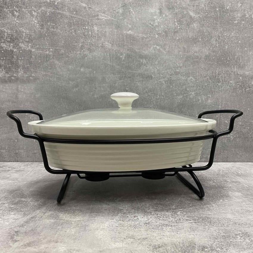 Марміт керамічний Maestro MR-11260-74 овальний з чорною підставкою 30 см (1934688960)