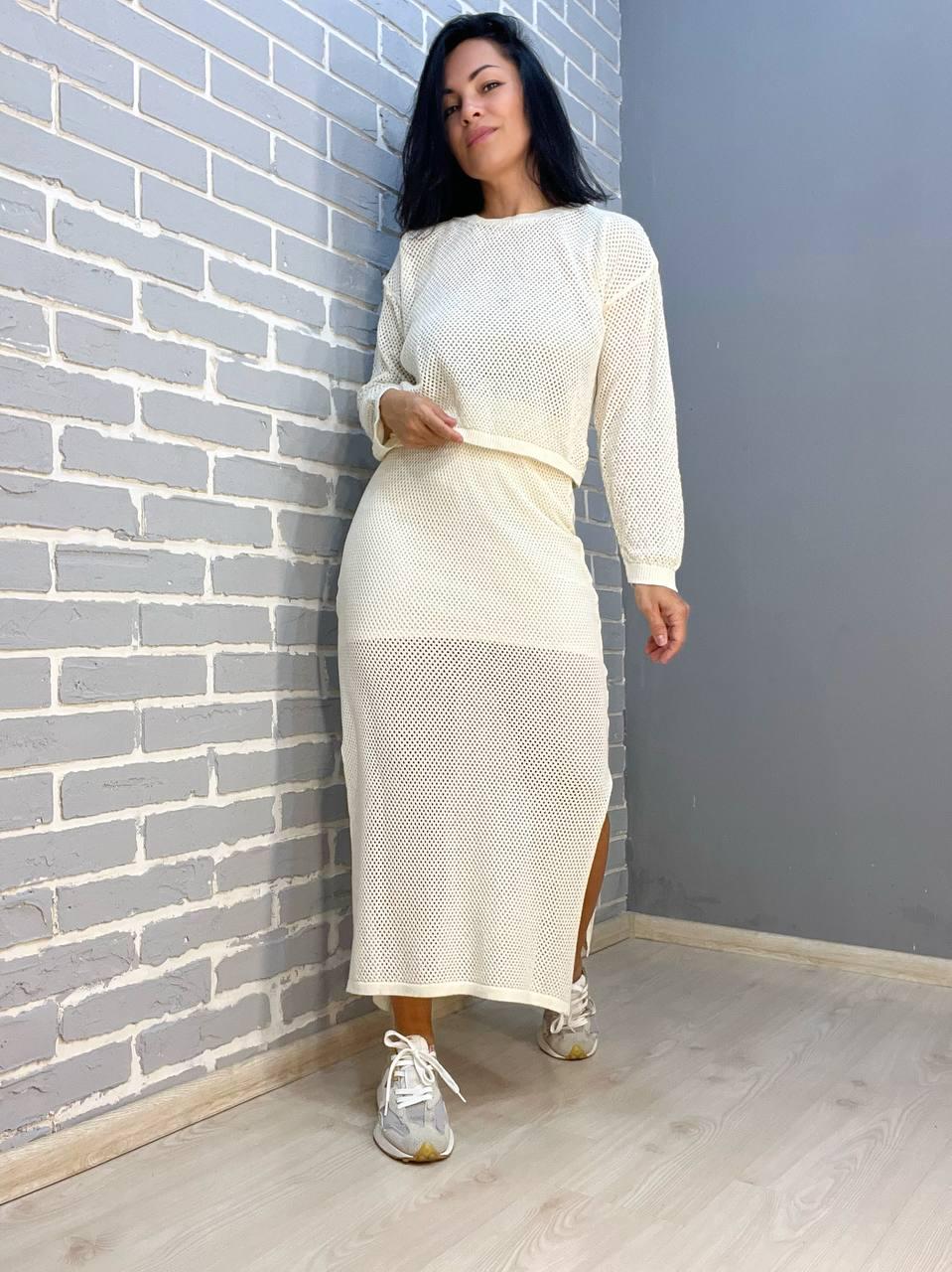 Костюм женский Mintas 2418-4208 длинная юбка с регланом OS Молочный (2545) - фото 9 Костюм женский Mintas 2418-4208 длинная юбка с регланом OS Молочный (2545) - фото 9