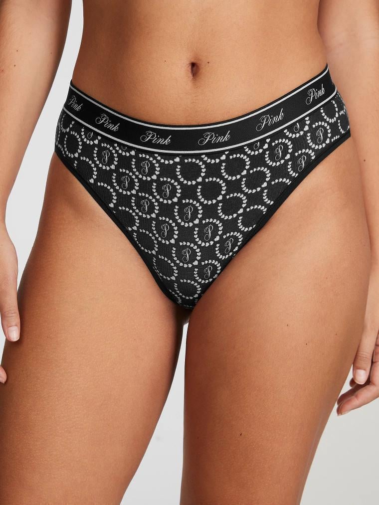 Трусики Victoria's Secret бавовняні бразиліана з логотипом PINK M Чорний (2522131528)