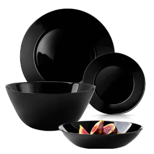 Сервиз столовый круглый Luminarc Zelie Black обеденный набор из стекла 19 предметов Черный (169-135-V3915)