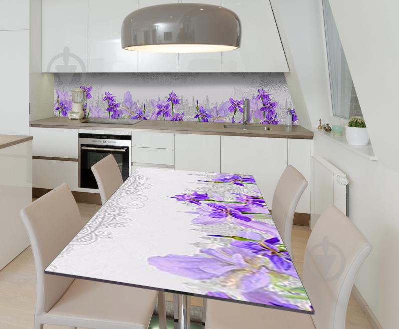 Наклейка виниловая на стол Zatarga  "Ирисы акварельные"  600х1200 мм