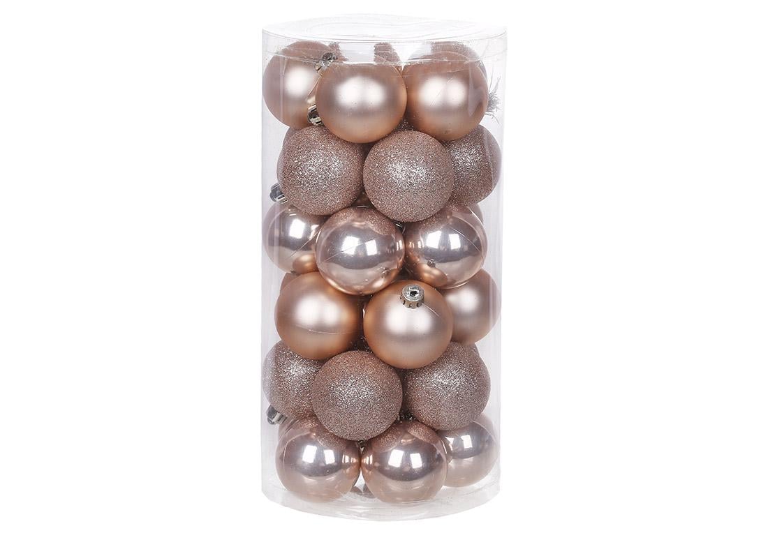 Набор елочных шаров 30 шт. Пудровый (47/197)