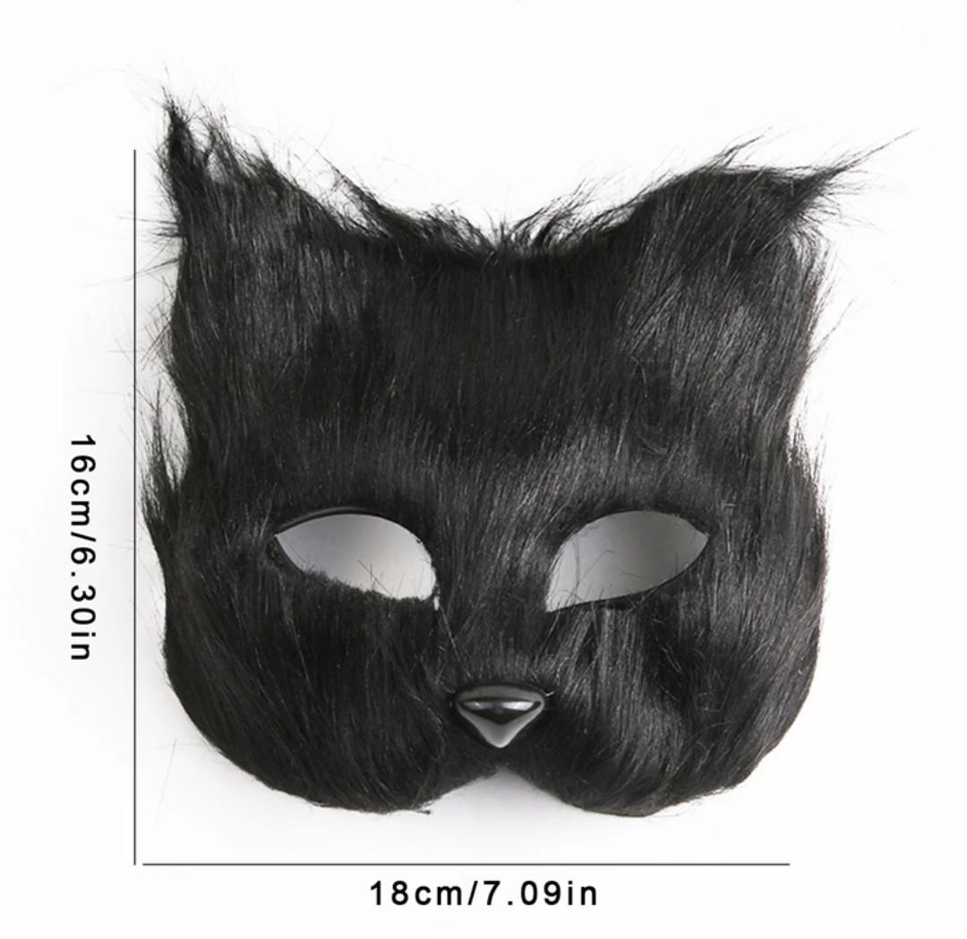 Маска меховая пушистая Кота Черный - фото 2 Маска меховая пушистая Кота Черный - фото 2
