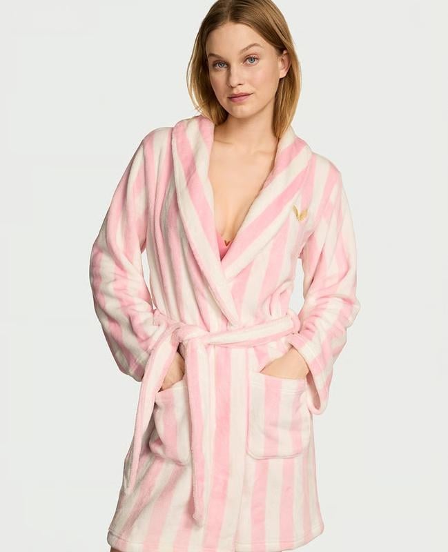 Халат плюшевий Victoria's Secret S Біло-рожевий (27161596)