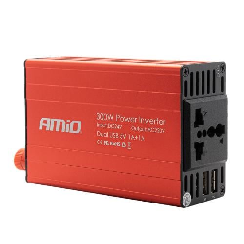 Преобразователь напряжения AMiO PI04 24 В/230 В 300 Вт/600 Вт 2xUSB Преобразователь напряжения AMiO PI04 24 В/230 В 300 Вт/600 Вт 2xUSB