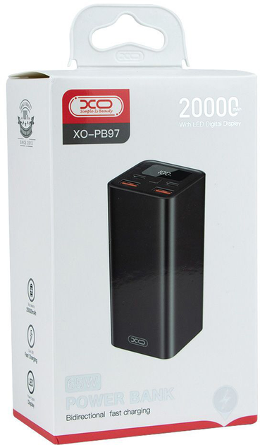 Павербанк Xo PB97 Fast Charging 65W 20000 mAh Black (PB97) - фото 5