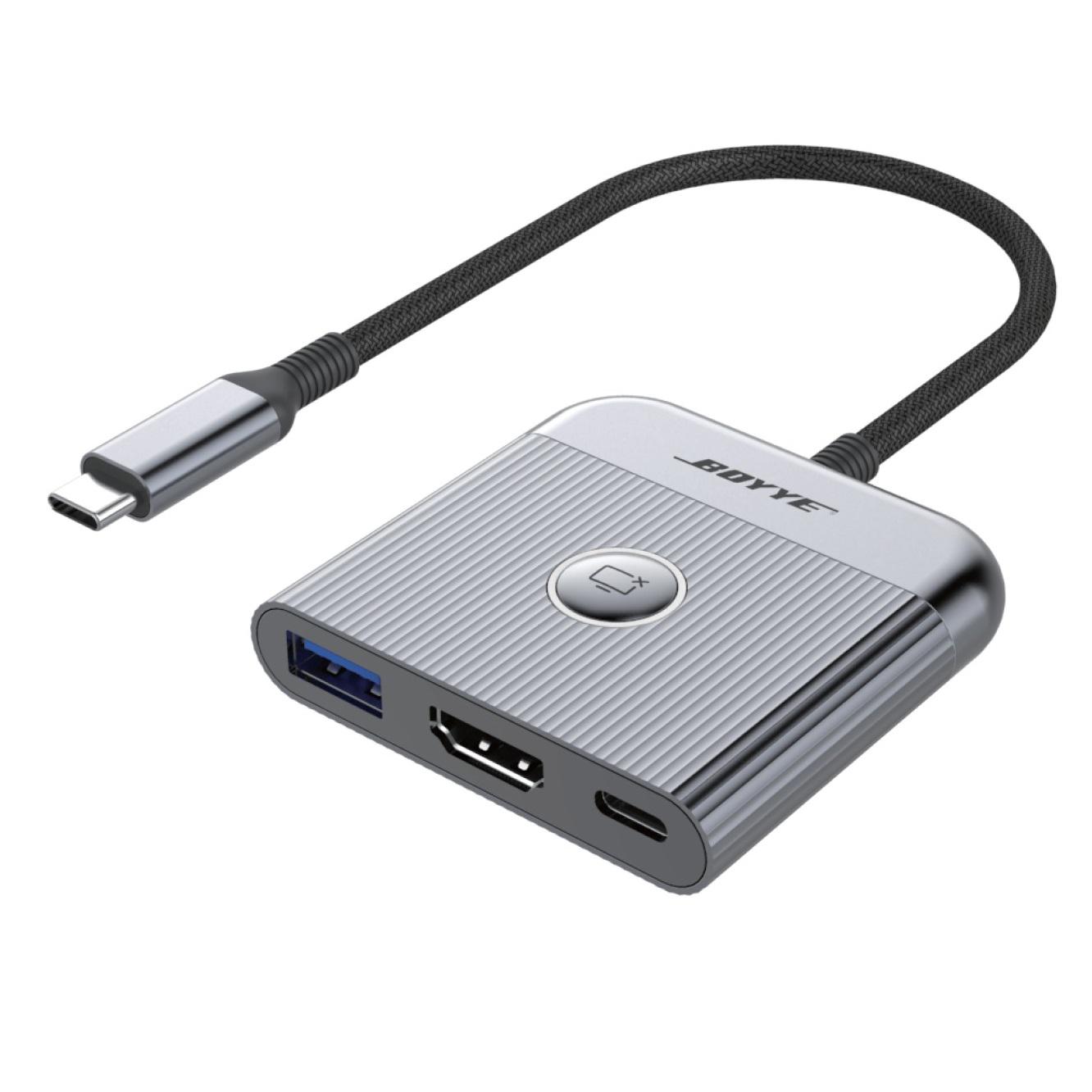 USB-хаб Boyye UC-321 USB Type-C 3в1 100W HDMI Grey (35575336) USB-хаб Boyye UC-321 USB Type-C 3в1 100W HDMI Grey (35575336)