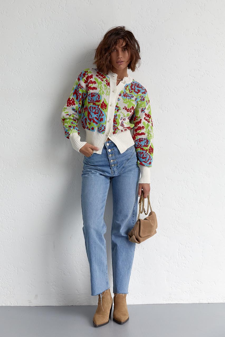 Кардиган укорочений S Молочний (11352439) - фото 4 Кардиган укорочений S Молочний (11352439) - фото 4