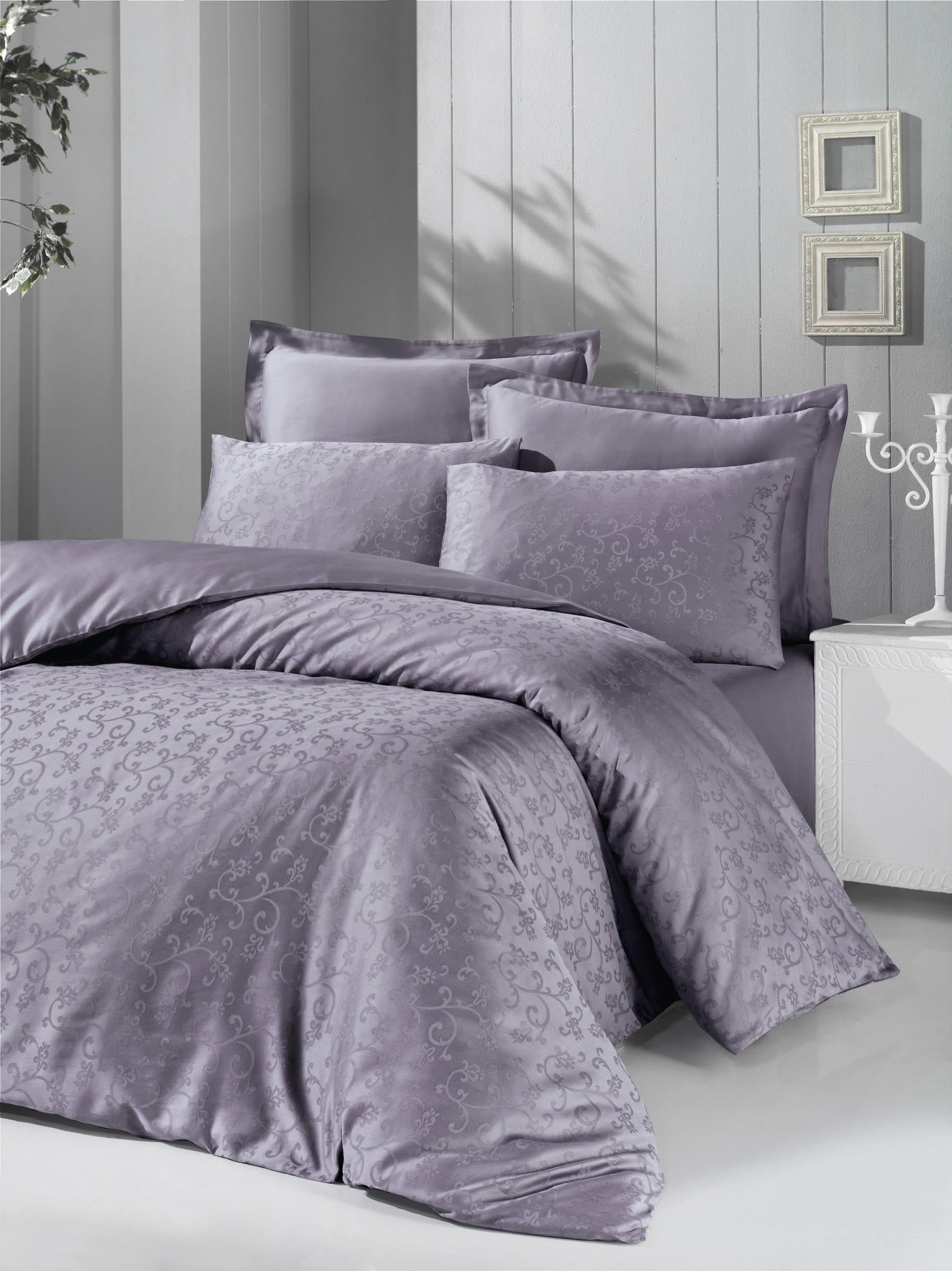 Комплект постельного белья Victoria Deluxe Jacquard Sateen Rimma 200х220 см/50х70 см 2 шт./70х70 см 2 шт. Серый
