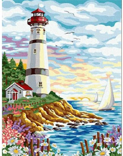 Картина по номерам Идейка Маяк и парусник 40x50 см (skl-КНО086)