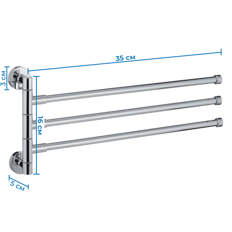 Полотенцедержатель с 3 поворотными планками ZERIX LR113 (LL1487) - фото 2