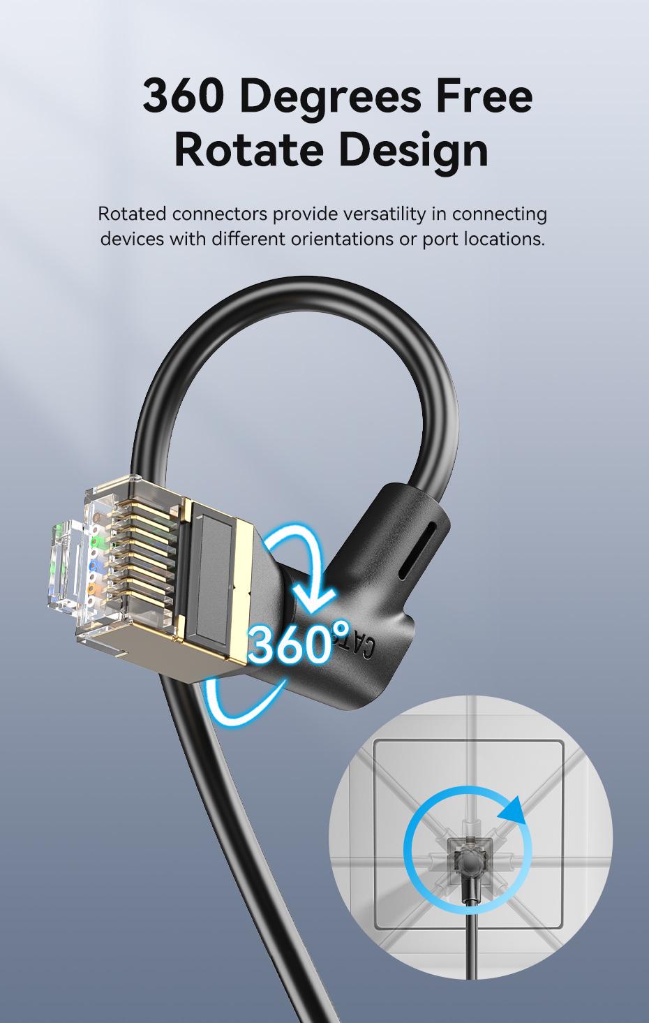 Патч-корд Vention Cat8 STP 40Gbps 2000MHz поворотный 90° 1,5м Черный (IKLBG) - фото 3 Патч-корд Vention Cat8 STP 40Gbps 2000MHz поворотный 90° 1,5м Черный (IKLBG) - фото 3