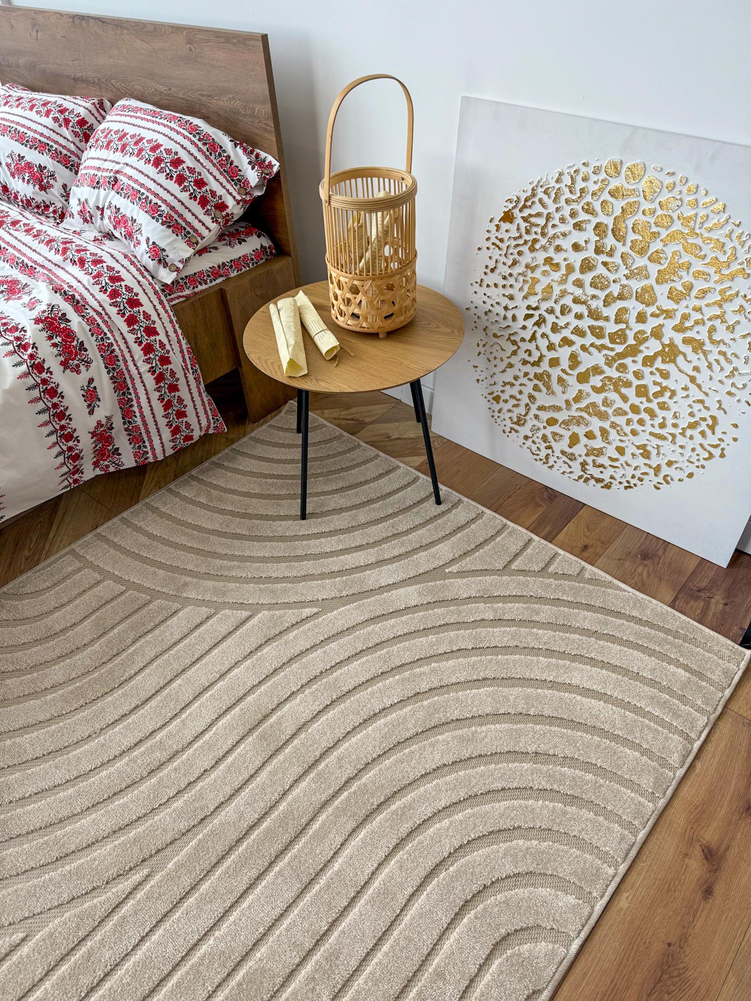 Ковер 3D с объемным волнистым узором 200х300 см Бежевый. - фото 4 Ковер 3D с объемным волнистым узором 200х300 см Бежевый. - фото 4